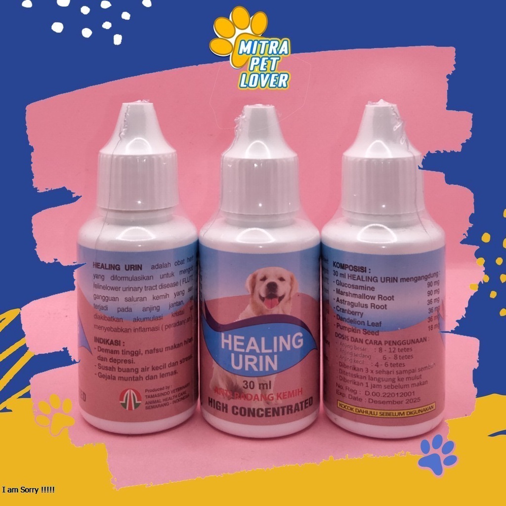 FORMULASI OBATI SALURAN KEMIH ANJING - HEALING URINE DOG DROP 30ML- OBAT RADANG INFEKSI URINARY TRACK MUNTAH - MURAH ASLI GARANSI KUALITAS ORIGINAL - PET ANIMAL HEALTHCARE &amp; VETERINARY TAMASINDO OBAT KESEHATAN &amp;  VITAMIN TERNAK HEWAN  MITRAPETLOVER