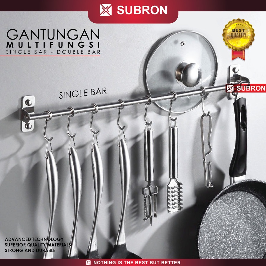 Kitchen Bar 80cm 100cm Rak Gantungan Dapur Stainless - SUBRON