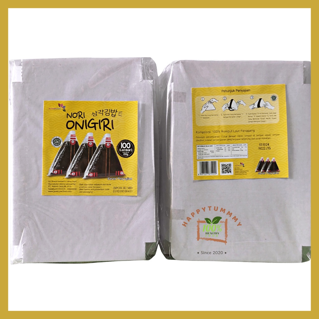 HPT - Nori onigiri wrapper 100 LEMBAR JAVA Halal Seaweed Nori Wrapper Nori Triangle / Sushi Nori rumput laut