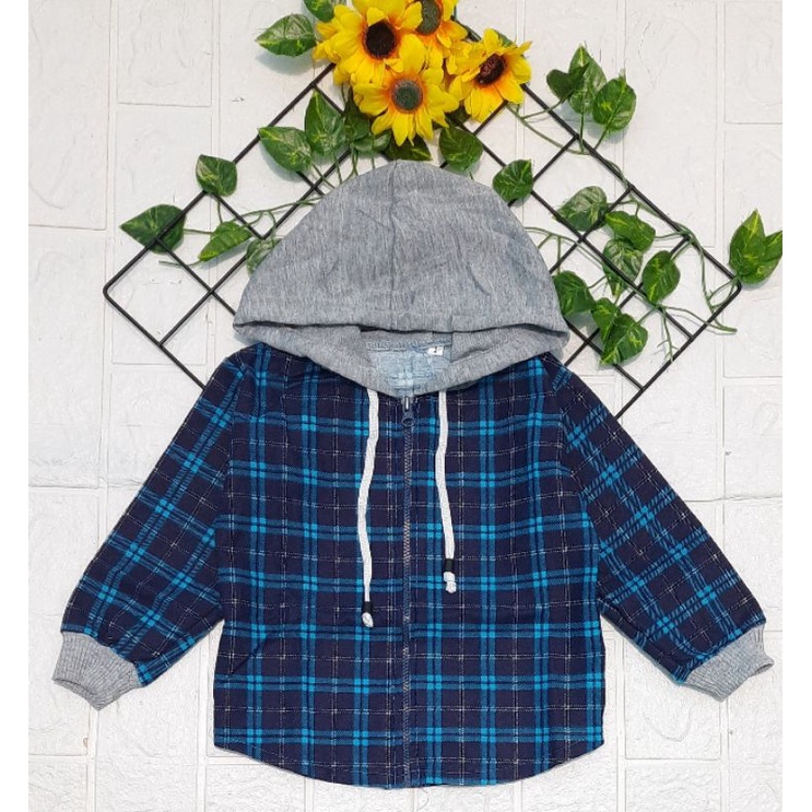 JAKET ANAK LAKI LAKI FLANEL HOODIE ZIPER