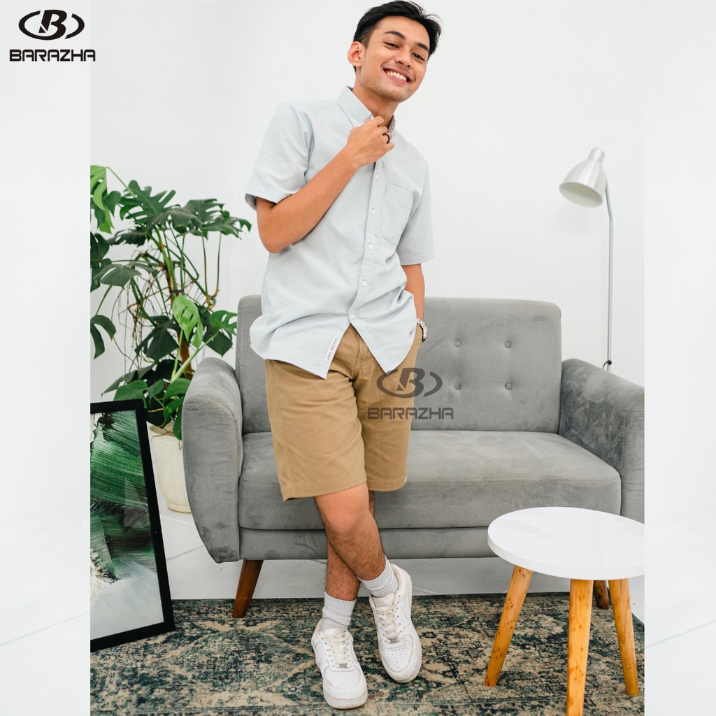 Kemeja Lengan Pendek Original Barazha , Kemeja Pria Polos , Kemeja Keren Slimfit