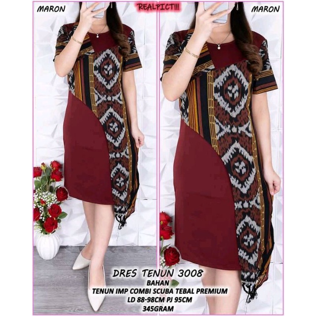 dress tenun kombinasi
