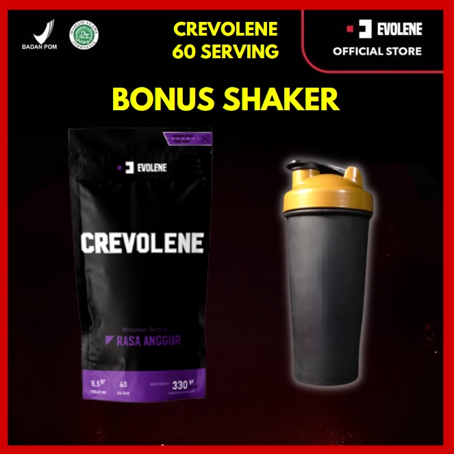 Evolene Crevolene Evo Creatine Kreatin Creatin Bubuk BPOM HALAL 300 gram CREVOLEN CREVOLINE EVOLEN EVOLINE EVOLIN RASA ANGGUR GRAPE MONOHYDRATE MICRONIZED