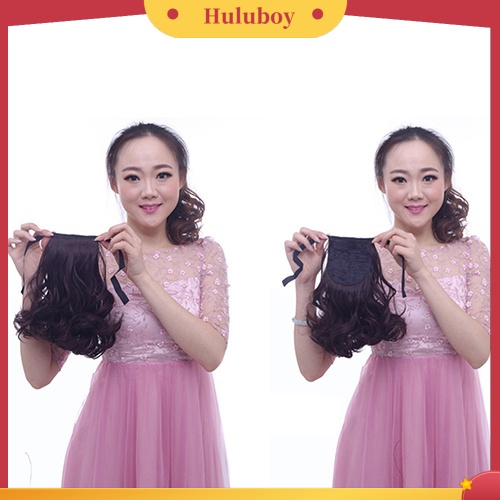 Wig Rambut Ekstensi Palsu Model Klip Ponytail Keriting Gelombang Untuk Wanita