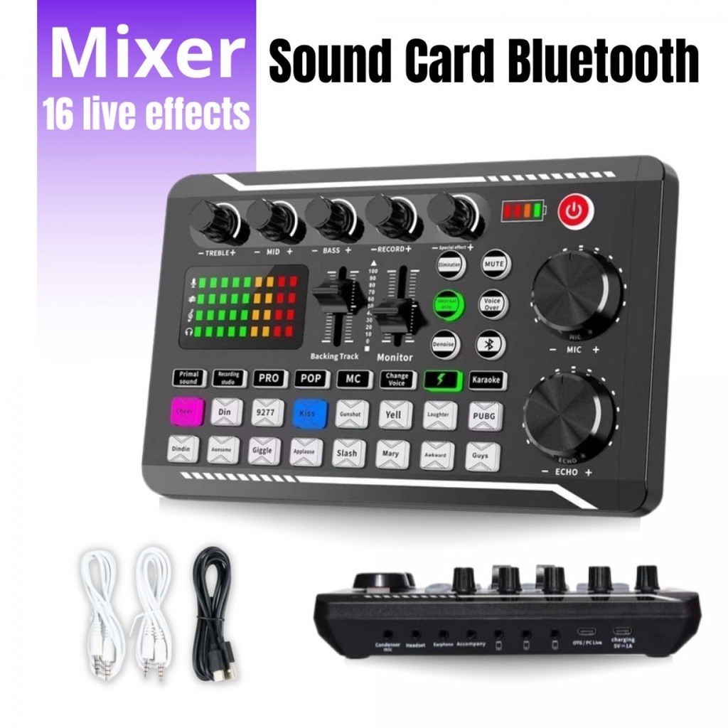 Sound Card Mixer Equalizer Karaoke Broadcast Bluetooth Taffstudio