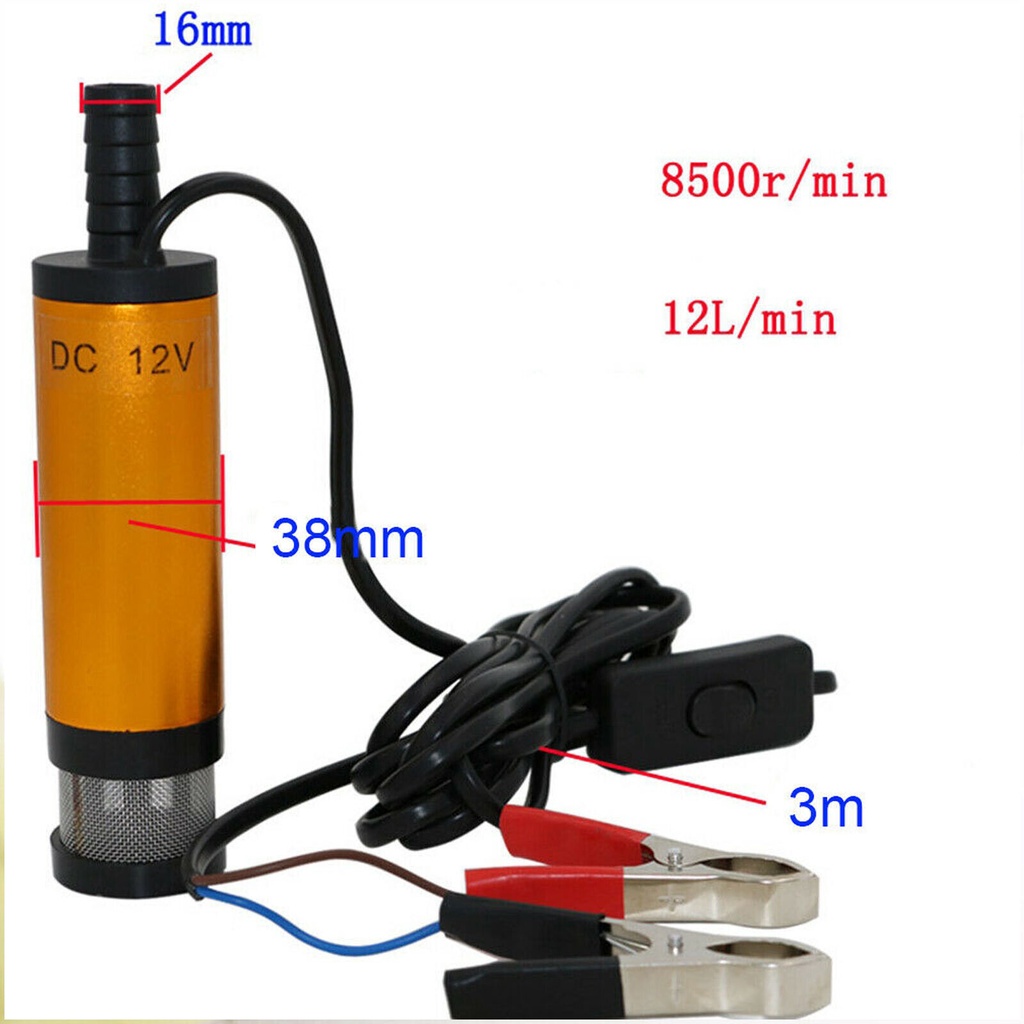 Pompa Air Celup Mini Serbaguna DC12V 38mm 51mm Submersible Pump Fuel Water Oil Transfer Solar Oli Minyak Diesel