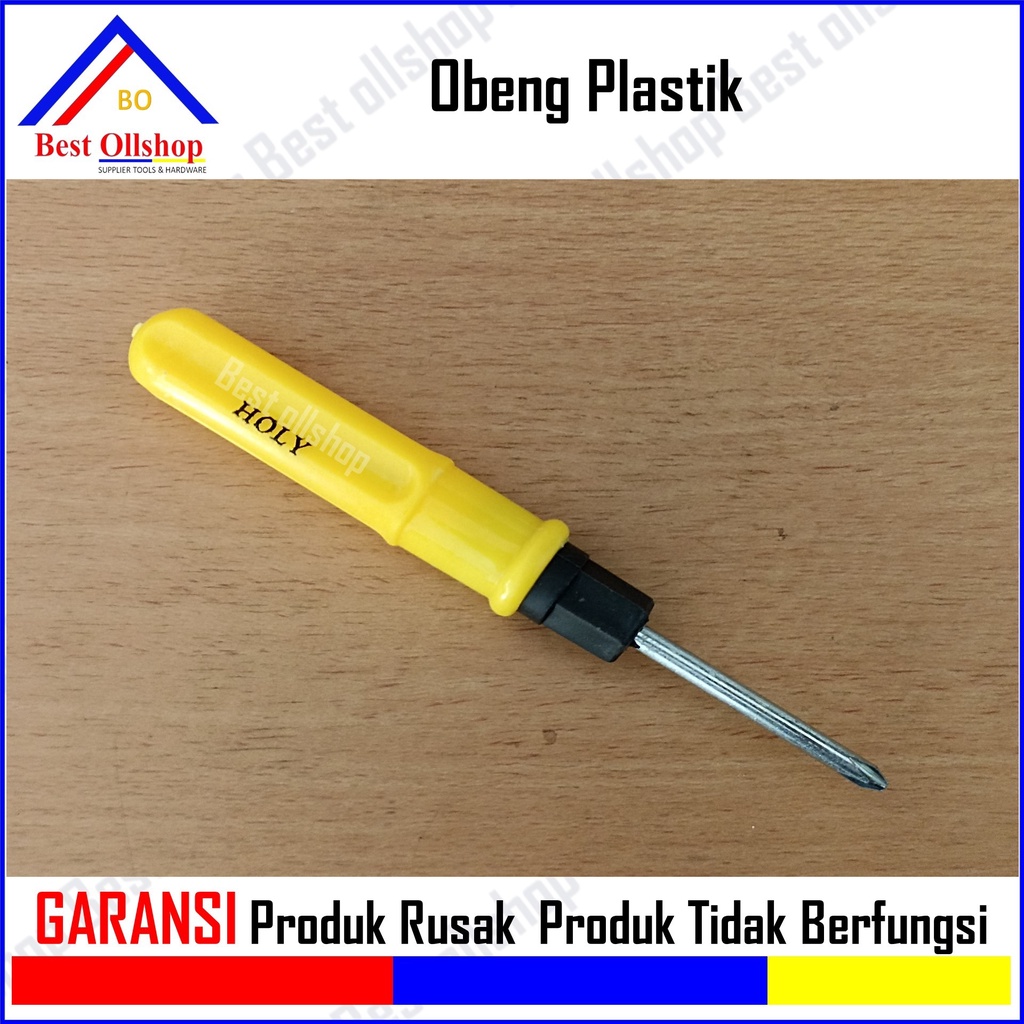 Obeng BB Bolak Balik Min Plus / Obeng Blimbing Plastik Kuning Bolak Balik 4 Inch