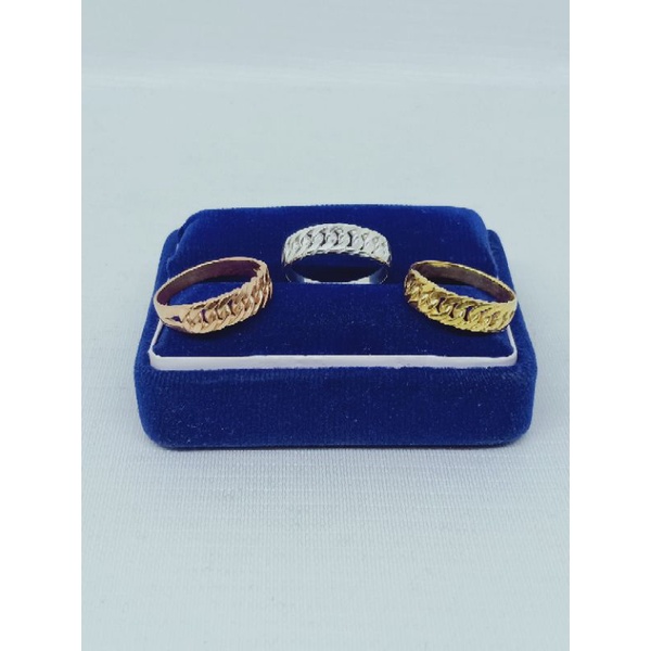 cincin perak asli silver 925 lapis emas/cincin model ½ rantai polos/asli silver/fashion wanita