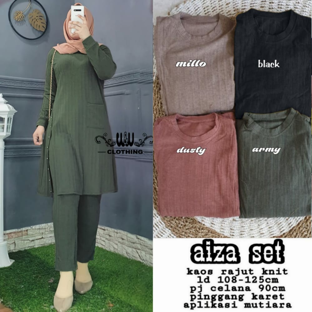 AIZA SET ORI W&amp;W | Setelan Wanita Knit Rajut