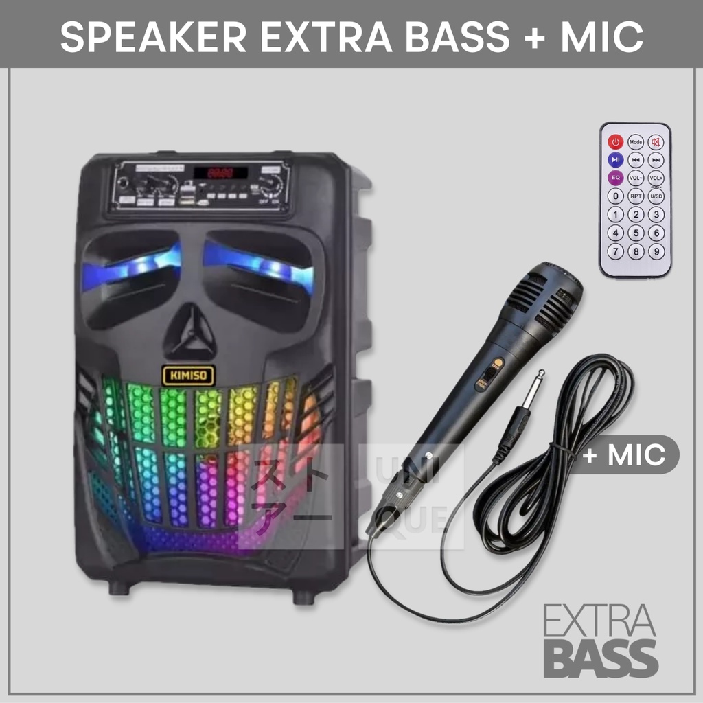 UNIQUE SPEAKER BLUETOOTH MEGABASS DENGAN MIC KARAOKE