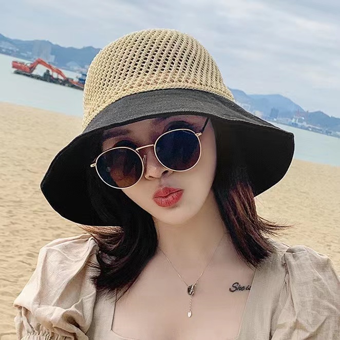 Topi Pantai Matahari Rajut Wanita Premium Model Korea Terbaru - Topi Rajut Musim Panas