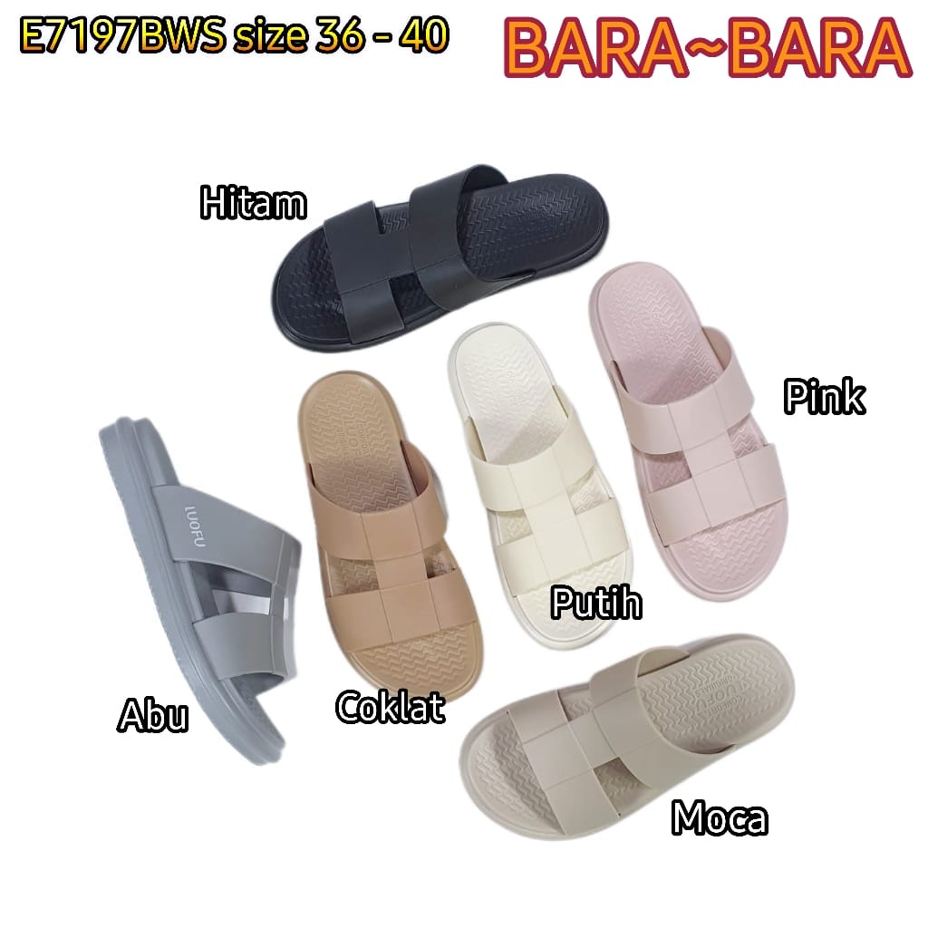 LUOFU ORIGINAL sandal karet empuk murah wanita sendal cewek sendal rumah import E7197BWS