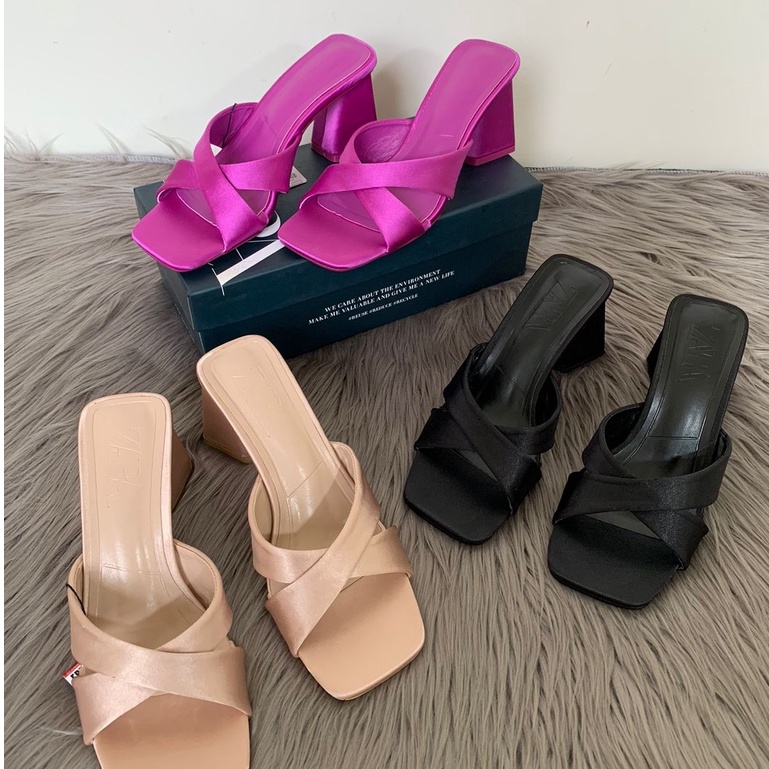 SANDAL WANITA ZS-3310 HEELED CROSSED STRAP HEELS 8CM