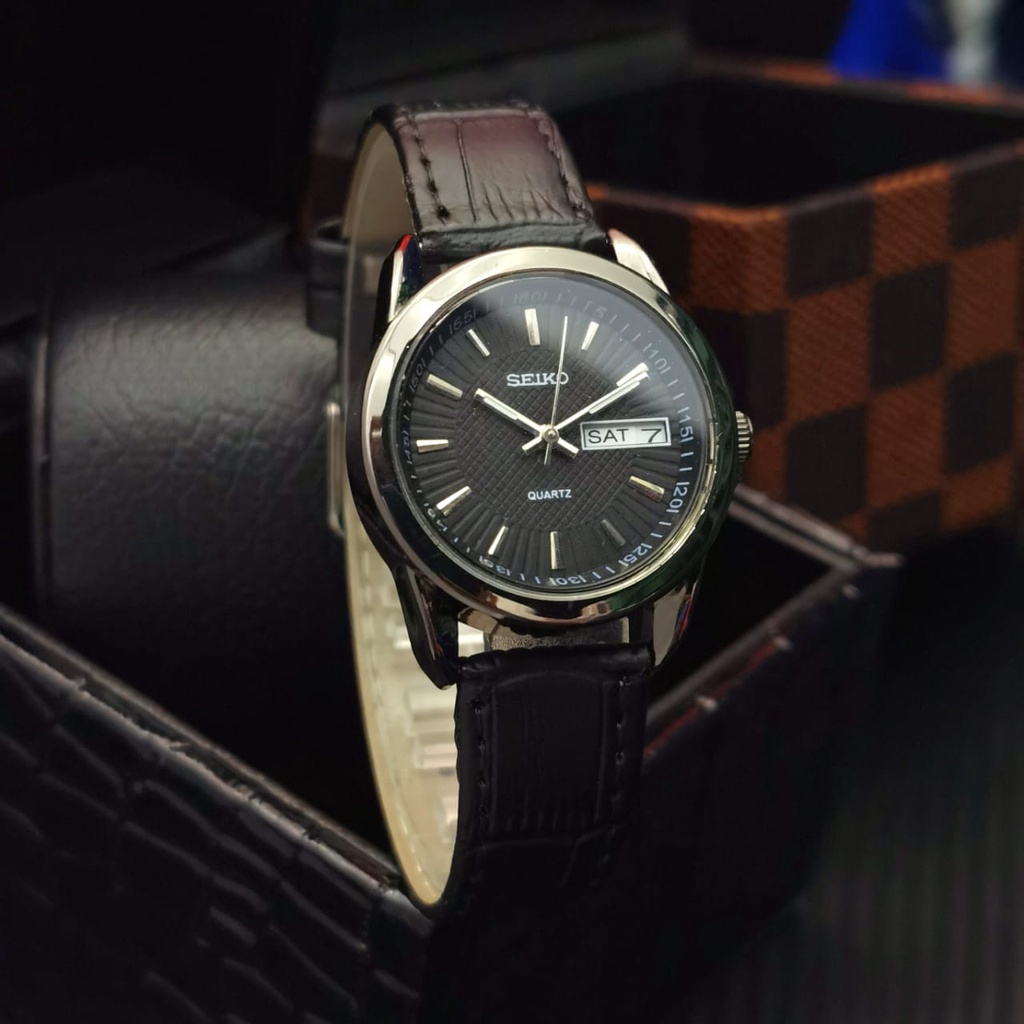 TERLARIS COD Jam Tangan Seiko Kulit Jam Tangan Wanita Fashion Tanggal dan Hari Aktif