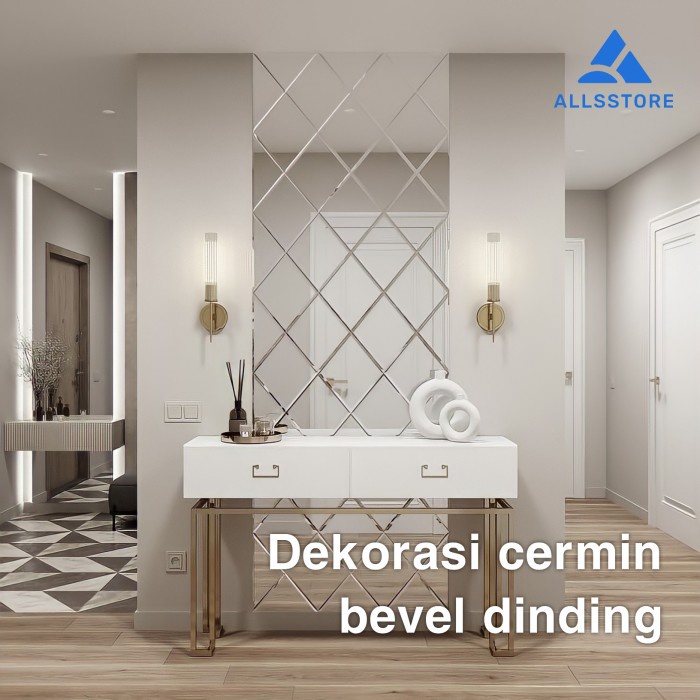 CUSTOM DEKORASI CERMIN DINDING BEVEL / CERMIN DINDING BEVEL / CERMIN