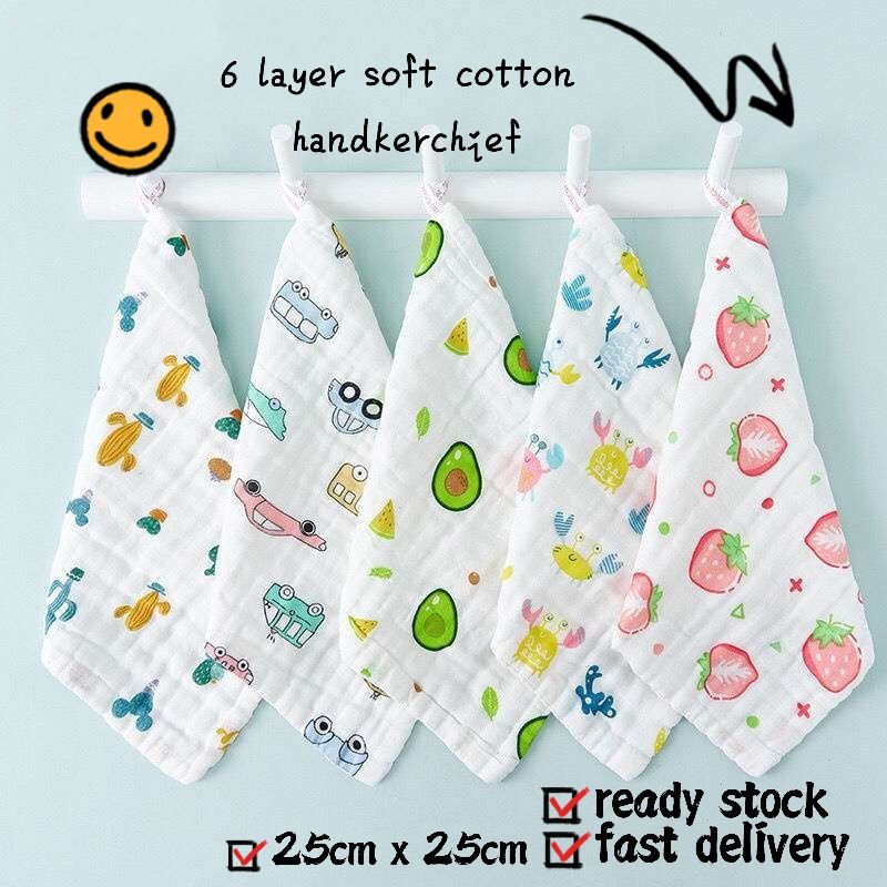 cod 6 lapis katun handuk bayi waslap bayi lap katun handuk wajah sapu tangan bayi