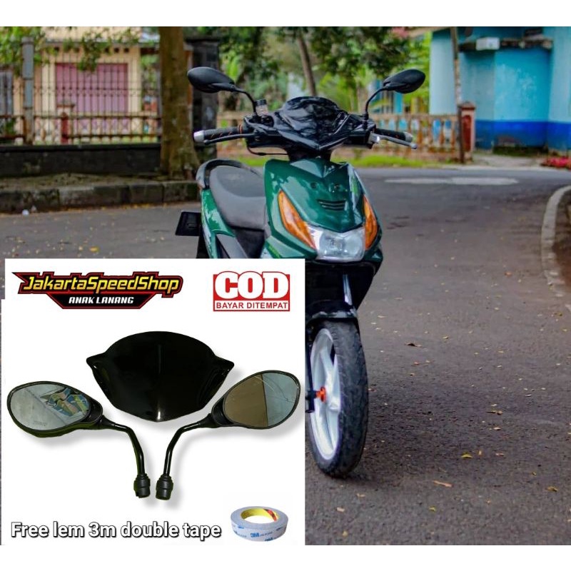 Paketan variasi honda beat karbu spion x1 pnp honda plus visor bahan akrilin free double tape