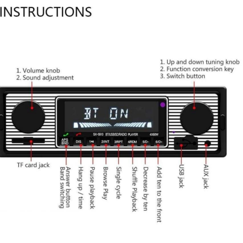 [Etalase][F68H]-♫♪) Bluebooth Camecho Audio Player Mobil 12 1Din FM Receiver Aux USB SD-SX-5513 top 