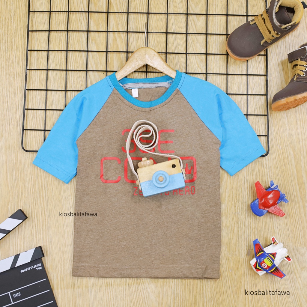Kaos Reglan Distro Size 1-2 Tahun / Baju Lengan Pendek Kualitas Import Branded Anak Laki Cowok Polos Murah