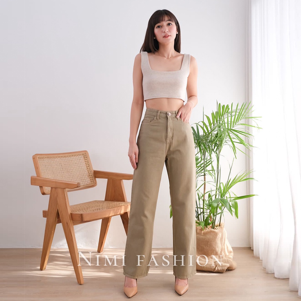 NIMI - Yori HW Loose Jeans Celana Kulot Jeans High Waist Wanita