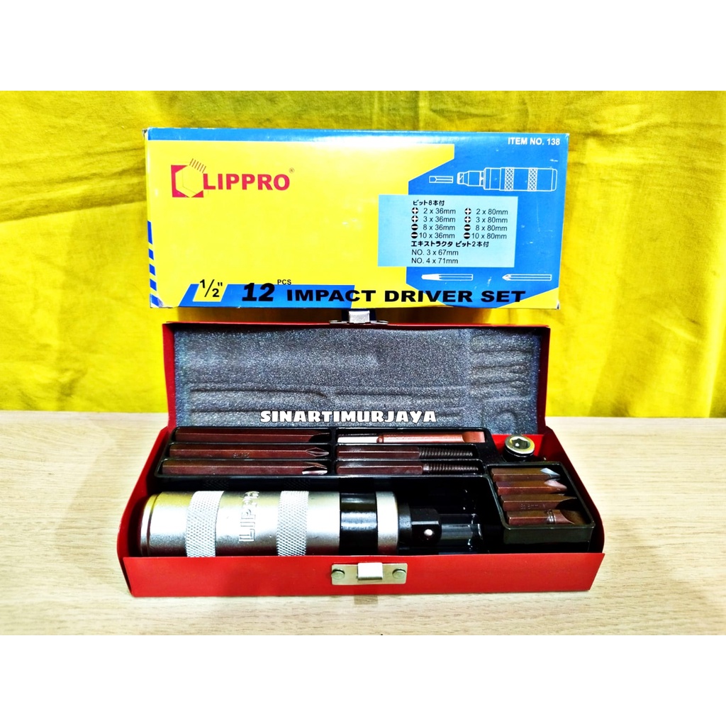 OBENG KETOK 1/2 INCH LIPPRO 12 PCS / IMPACT DRIVER SET LIPPRO BOX BESI