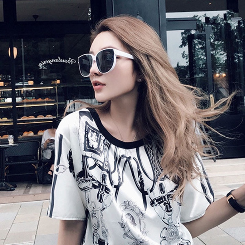 (YUZHU) Korea Fashion Mata Kucing Mata Kucing Kacamata Hitam Wanita Vintage Bingkai Bulat Sunglasses Women