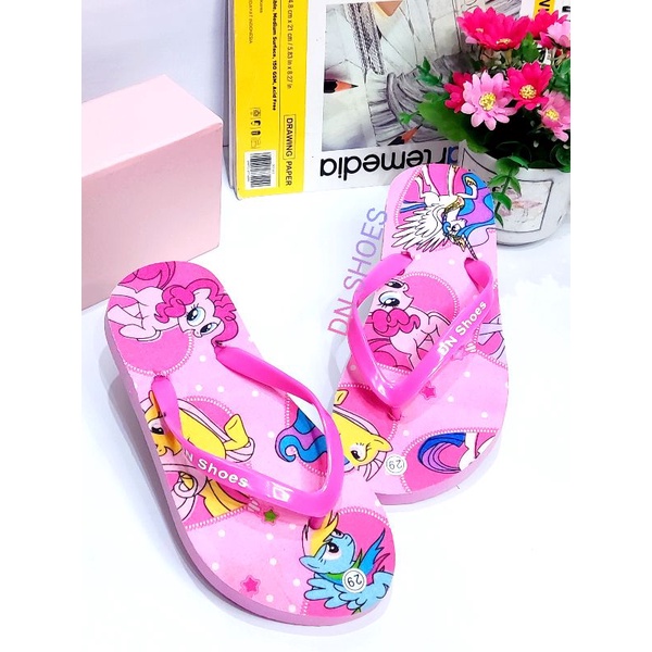 Sandal Jepit Anak Sandal Spons Anak Sandal Sancu Anak Karakter Kuda Poni Pink Circle Murah Lucu