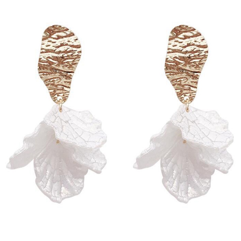 Anting Drop Kelopak Bunga Shell Putih Korea Untuk Wanita Pernyataan Baru Pendientes Perhiasan Trendi