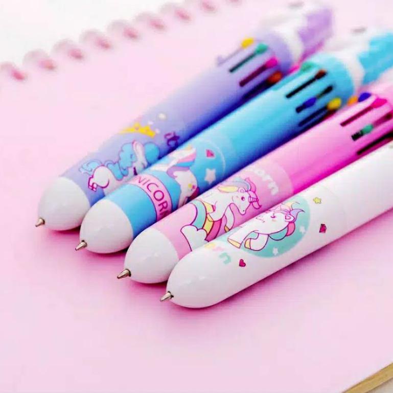 

☠ C1 Bolpoin 10 Warna | Bolpen Tinta Warna Warni | Pen Color | Alat Tulis Lucu Anak SD SMP SMA ぃ