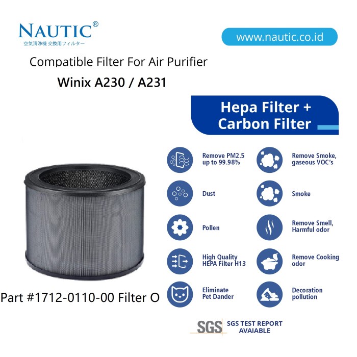 NAUTIC - WINIX Filter O for Filter Pembersih Udara Winix A230 A231 Replacement Filter Air Purifier Winix  A231 A230  Pembersih udara winix