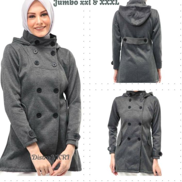 Harga Termurah DISTRONKRI Jaket Wanita Korean Outer Jumbo Muslimah Musim Dingin sweater Tebal