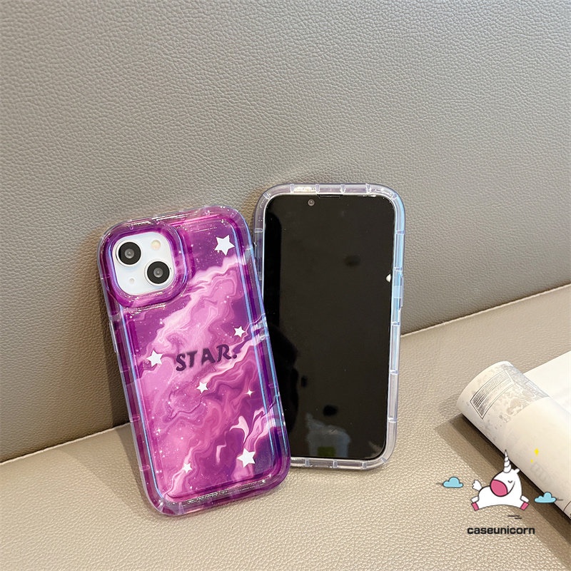 Casing Ponsel Kompatibel Untuk iPhone 7plus 8plus 11 14 13 12 Pro MAX 6 6S 78 Plus XR X XS MAX Airbag Shockproof Fashion Marmer Gradasi Langit Berbintang Bintang Soft TPU Anti Jatuh Penutup Belakang