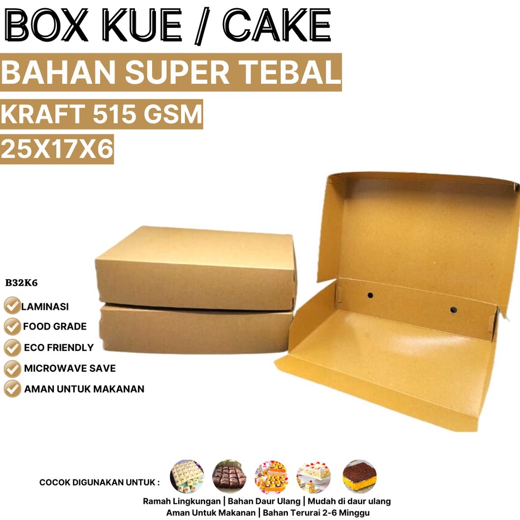 Dus Kue 25x17x6 Super Tebal 515 Gsm (B32K6-Laminasi)