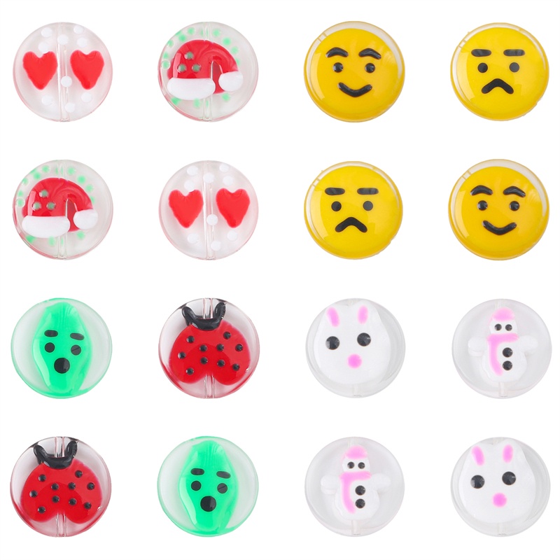 Resin Dua Sisi Motif Manik-Manik Oblat Lukis Tangan Kaya Dan Warna-Warni Untuk Kalung Anting DIY Perhiasan craft Produksi