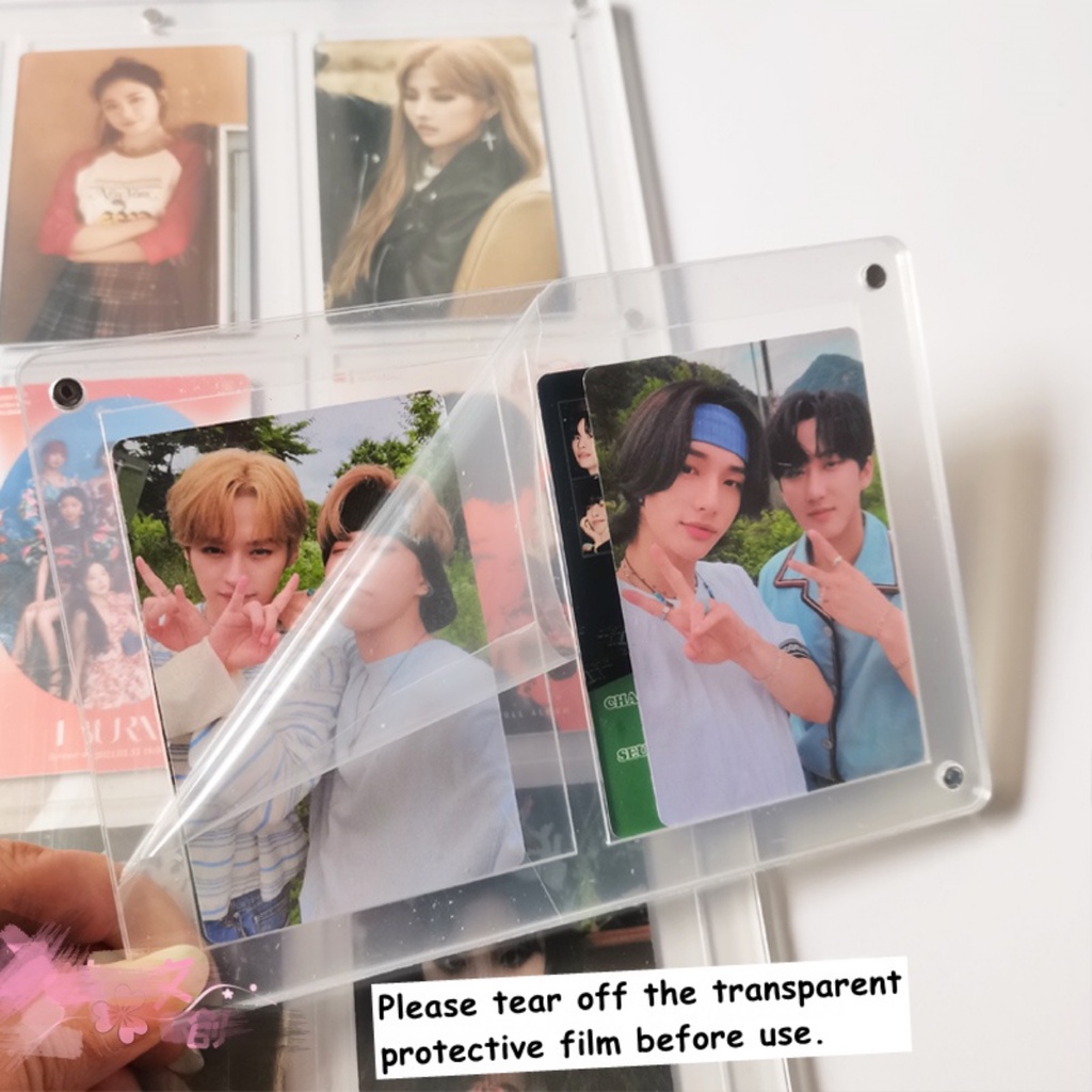 1per2 /2 /3 /4 /9Slot Bingkai Foto Transparan Akrilik Photocard Holder Dengan Alas Kpop Idol Foto Kartu Pajangan Poster Tag Display Stand Desktop Ornamen