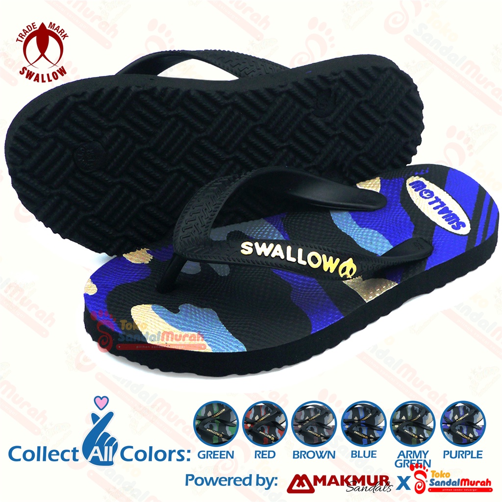 Toko Sendal Murah - Sendal Swallow terbaru - Sandal Jepit Swallow Camo Kids - Motif Military Original. Sandal Japit Anak original legendaris Swallow Indonesia dengan bahan karet terbaik empuk dan anti slip. Sendal rumah atau sandal untuk jalan jalan Anak