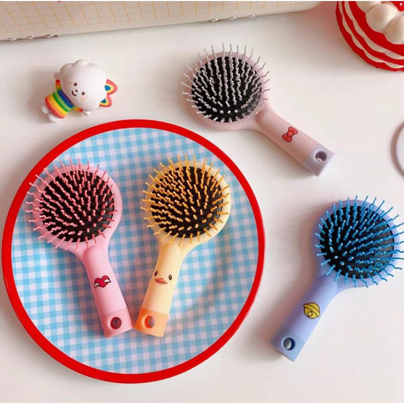 Sisir Cermin Anak Bentuk Bulat Sisir Comb Anti Sakit &amp; Anti Rontok / Sisir Portabel Bulat Hair Comb