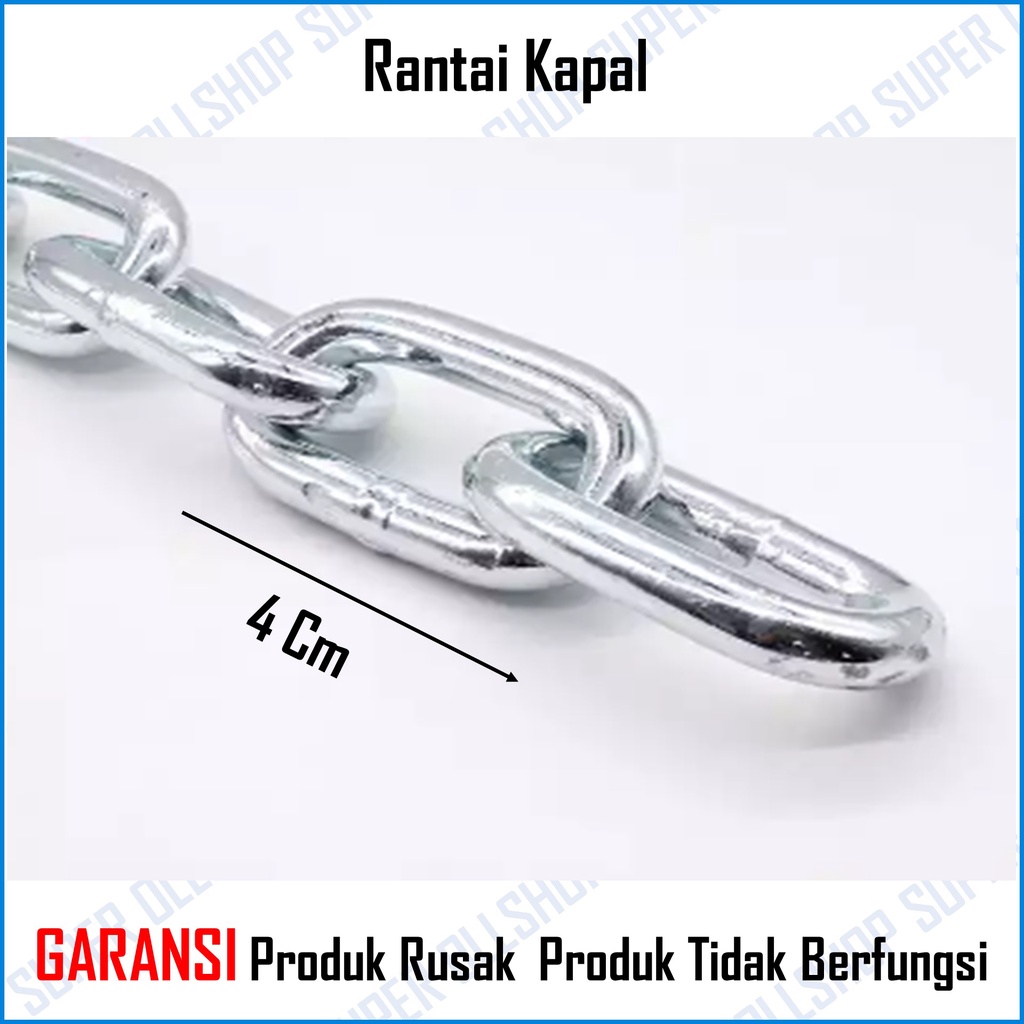 Rantai Besi Galvanis 6 mm / Rante Besi 6 mm Eceran Per 1 Meter 50 Cm / Rantai Besi Kapal Pagar Galvanis 1/4 Besar