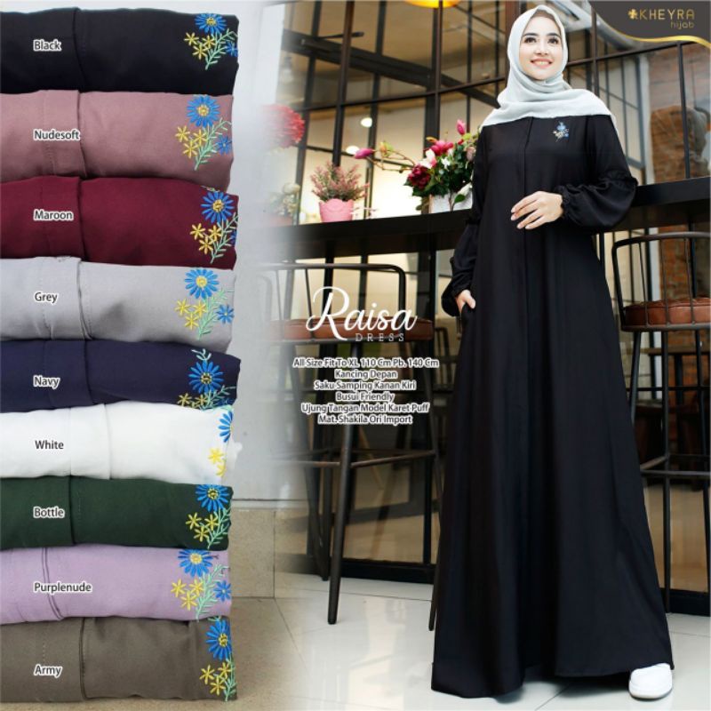 COD RAISA DRESS KHEYRA GAMIS MUSLIM POLOS MIX BORDIR FIT XL BUSUI