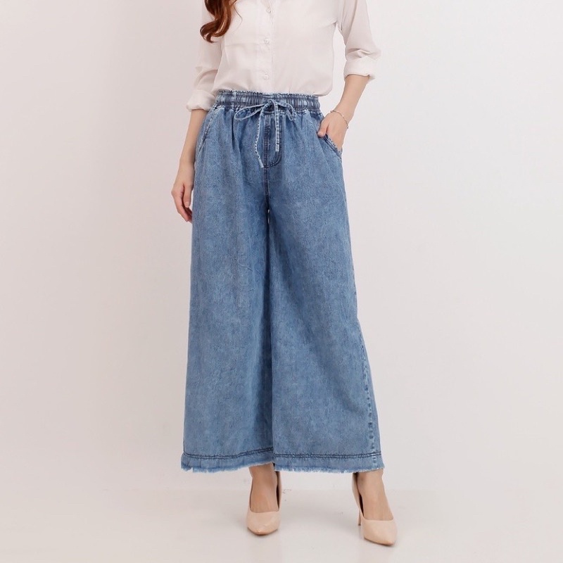 KULOT JEANS WANITA / CELANA KULOT MOZZA JEANS HIGHWAIST / JEANS RAWIS PREMIUM