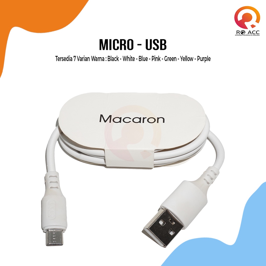 [RO ACC] KABEL DATA CHARGER MACARON REAL 2A MICRO USB / TYPE C / LIGHTING ORIGINAL