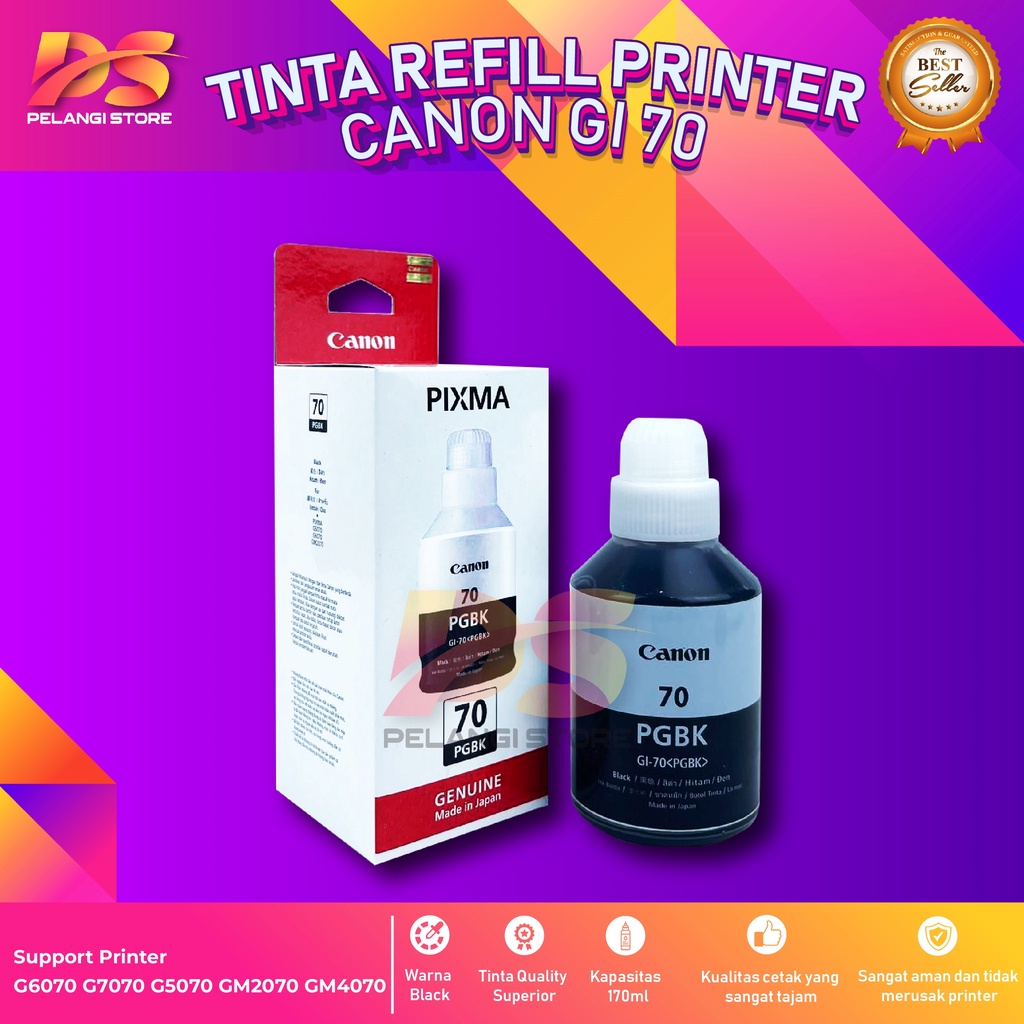 Tinta Canon Gi 70 Black Tinta Printer G4070 G5070 G6070 G7070 GM2070 GM4070