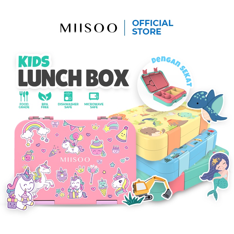 MIISOO Lunch Box Kotak Bekal Makan Kotak Makan 6 Sekat Tempat Makan Anti Tumpah BPA FREE/Kotak Makan