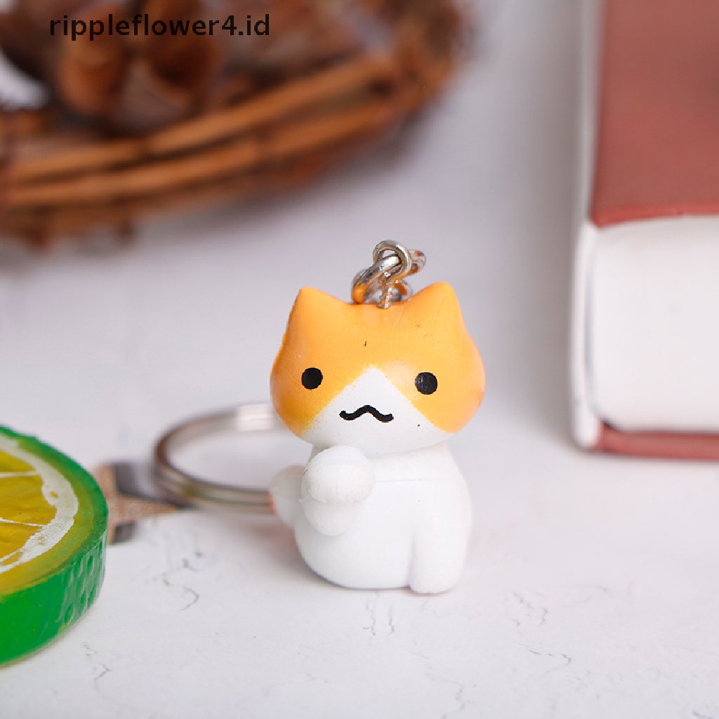 {rippleflower4.id} Gantungan Kunci Kucing Keberuntungan Kartun Yang Indah Wanita Pria Kitten Car Keychain Fashion Keyring~