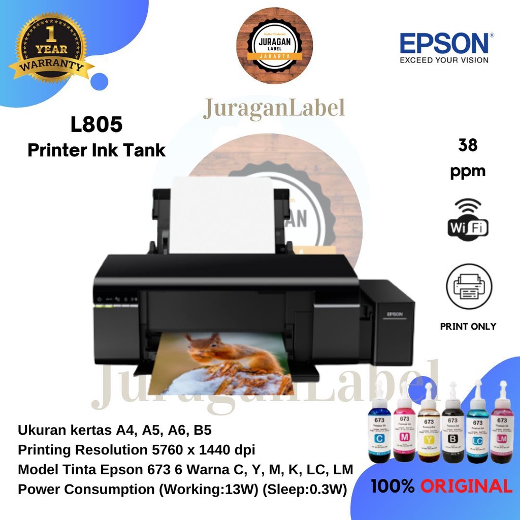 Printer Epson L805 Ink Tank Wifi Garansi Resmi