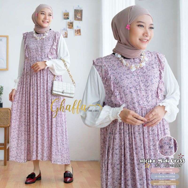 ICIKA MIDI DRESS #2 #3 ORIGINAL GHAFFA THE LABEL // Gamis Midi Kombinasi Rayon Viscose Paling Laris