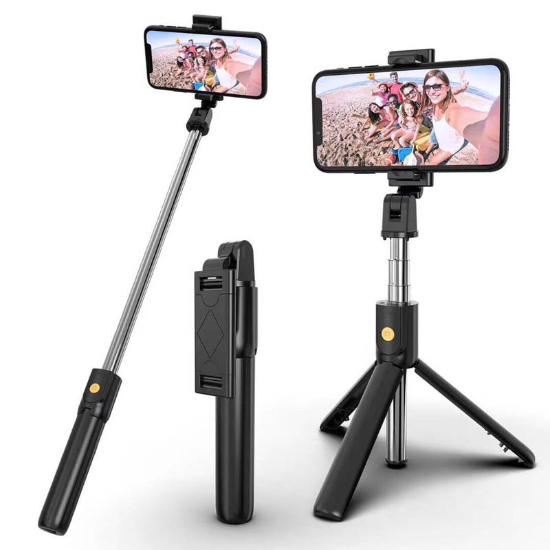 Tongsis Tripod Bluetooth 3 In 1 dengan remote control Portable Flexible Selfie Stick 360º