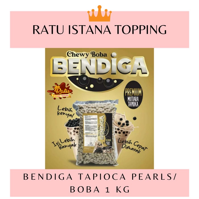 

><><><] CHEWY BOBA BENDIGA 1 KG TAPIOCA PEARLS KENYAL MINUMAN BOBA CEPAT MASAK