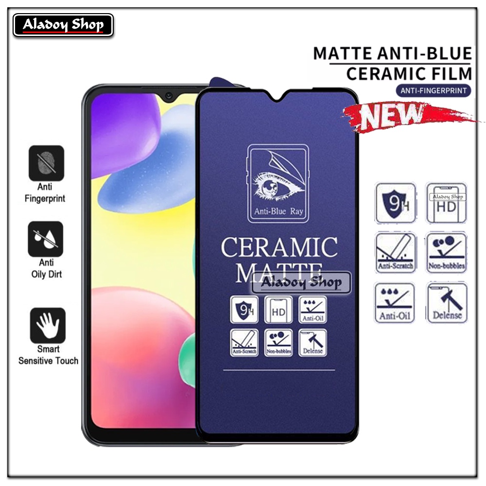PAKET 3IN1 Anti Gores Blue Matte Anti Glare Xiaomi Redmi 10A + Tempered Glass Camera dan Skin Carbon