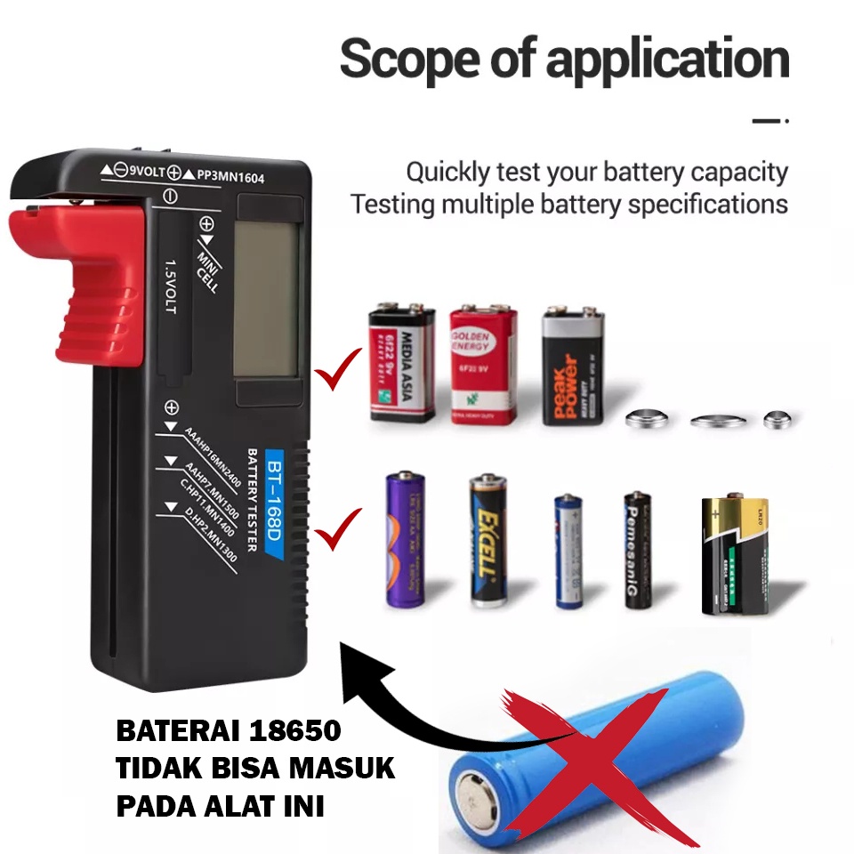 Indikator Tester Kapasitas Baterai AA Dan AAA 9V Volt Monitor Digital